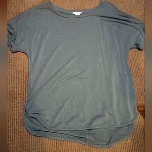Super Soft Greenish Grey Split Hem Short Sleeve T Shirt